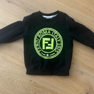 Fendi Kids Black Sweatshirt with Bright Green Emblem